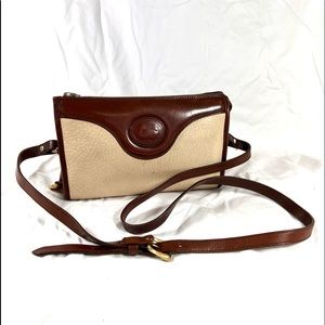 DOONEY and BOURKE Authentic Vintage Ivory and Brown Leather Crossbody Shoulder